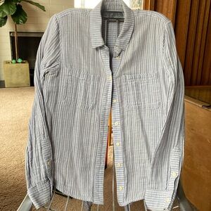 Madewell Women’s Blue Striped Tie back Button up shirt - sz Medium